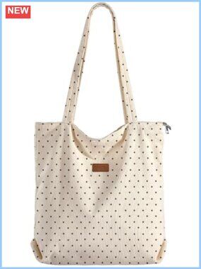 Corduroy Tote Bag Zip Top Shoulder Purse Large Everyday Carry